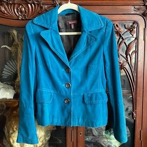 Escada Goat Leather Suede Turquoise Blue Jacket